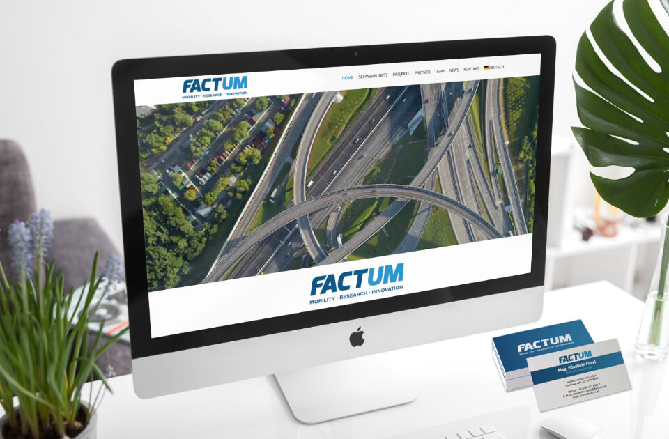 Bild der responsive Website und des Logo Designs von Factum entwickelt von apptec